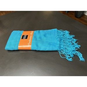 Pashmina Shawl, Wrap, Scarf Blue 100% viscose